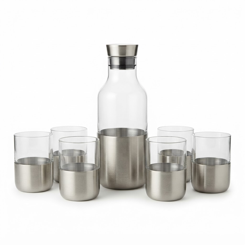 Brushed Nickel Glassware Set