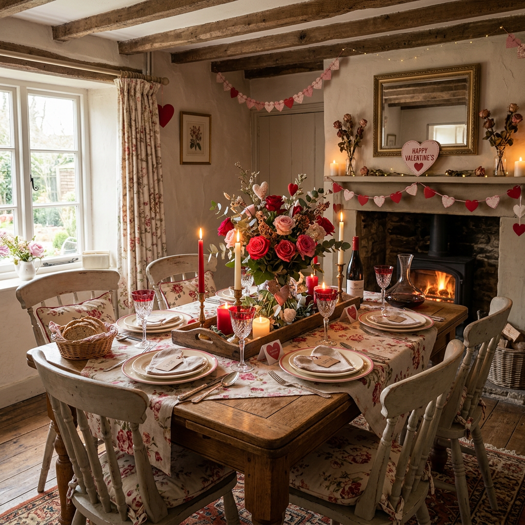 Cottagecore Valentine's Day Dining Room