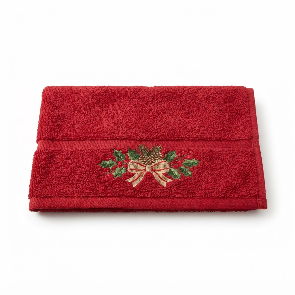 Plush Embroidered Christmas Guest Towel