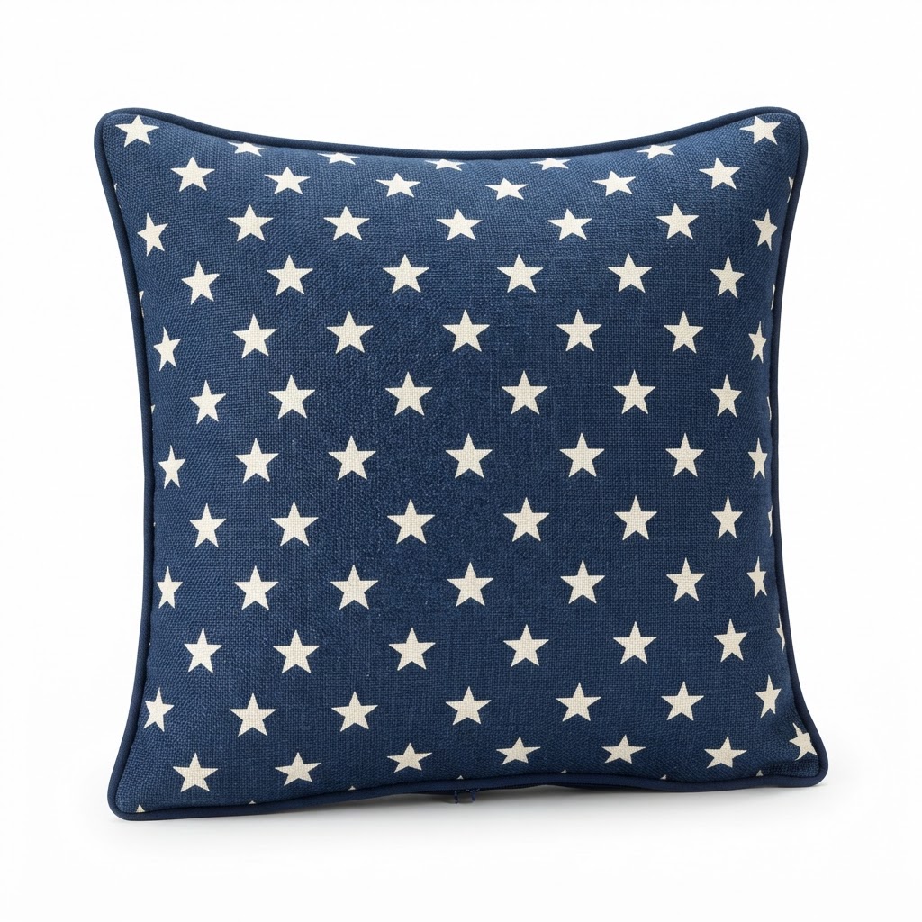 Navy Star Pattern Accent Pillow