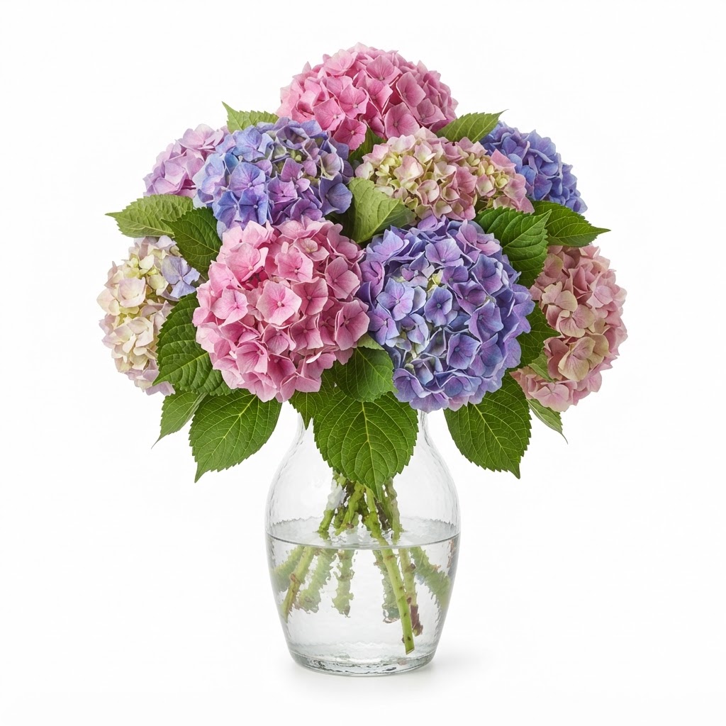 Summer Floral Hydrangea Vase Arrangement