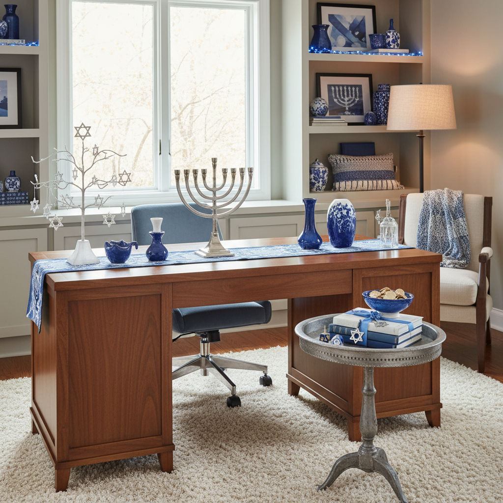 Transitional Hanukkah Home Office