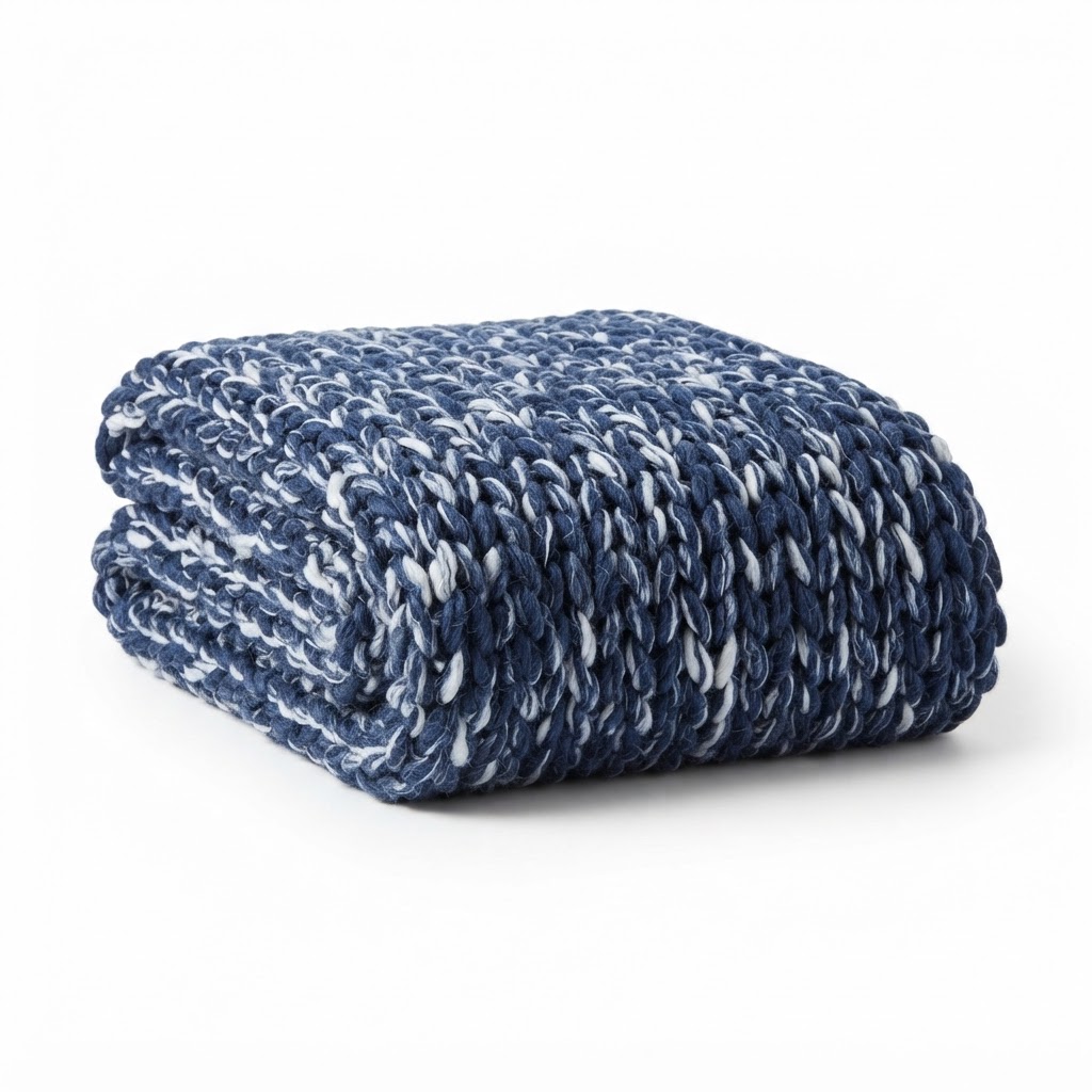 Chunky Knit Cotton Throw Blanket