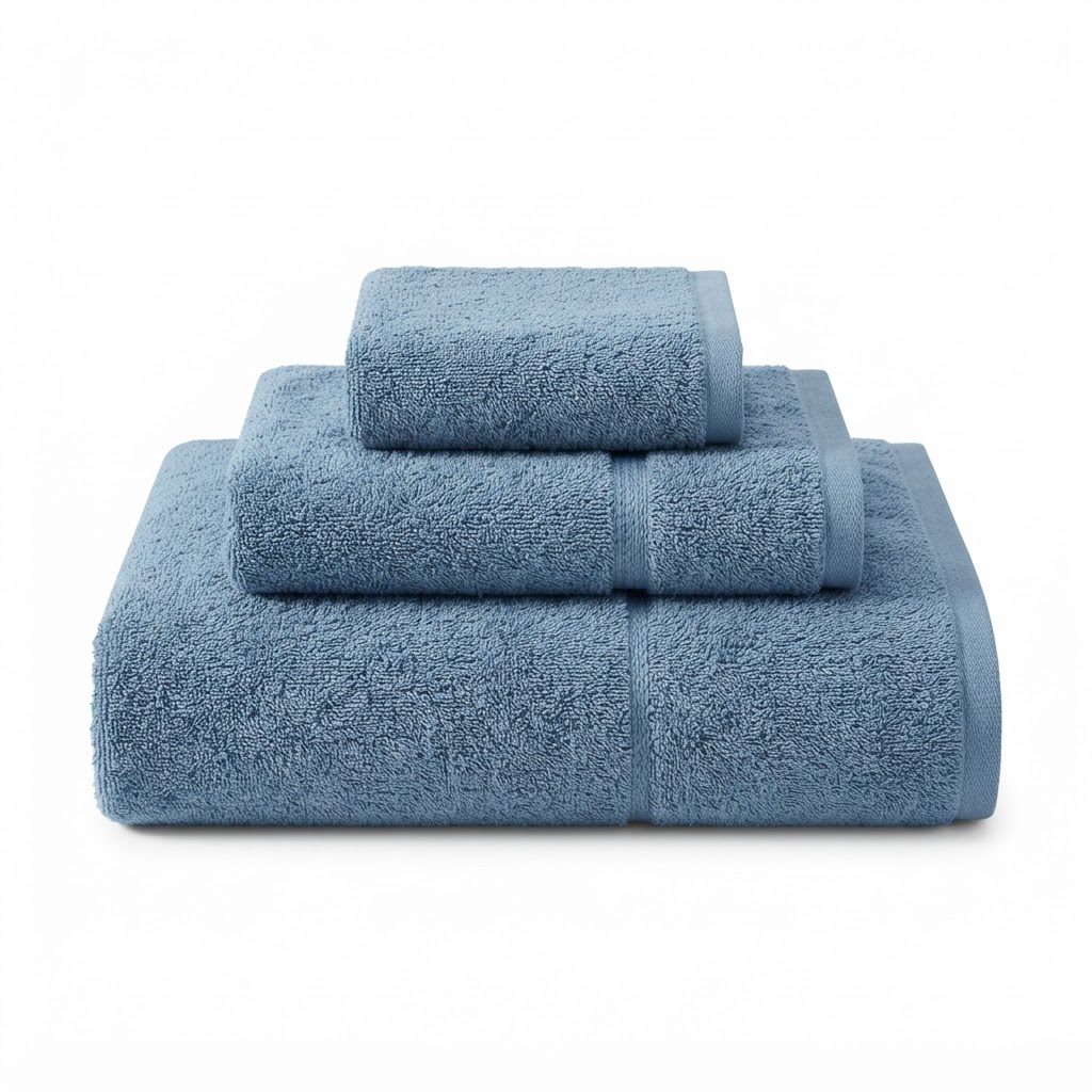Winter Sky Blue Cotton Bath Towel Set