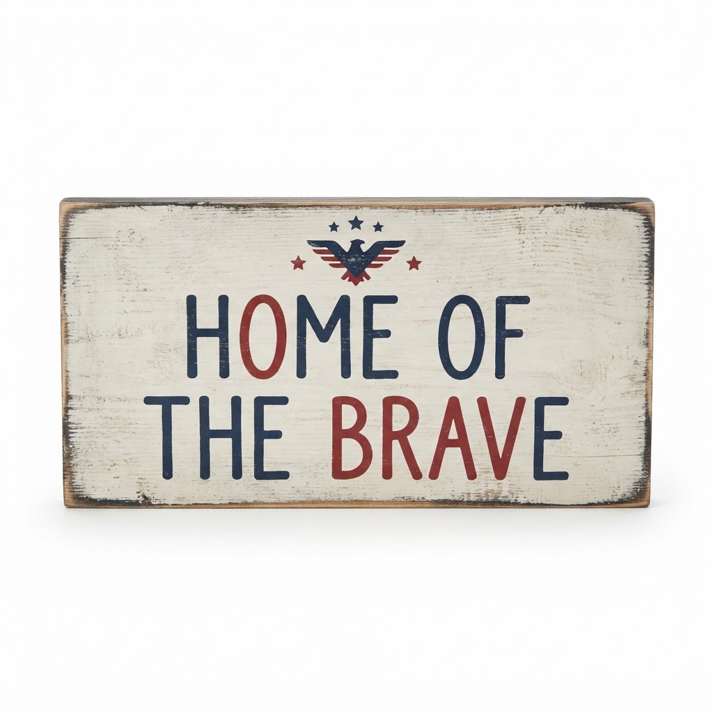Wood 'Home of the Brave' Sign