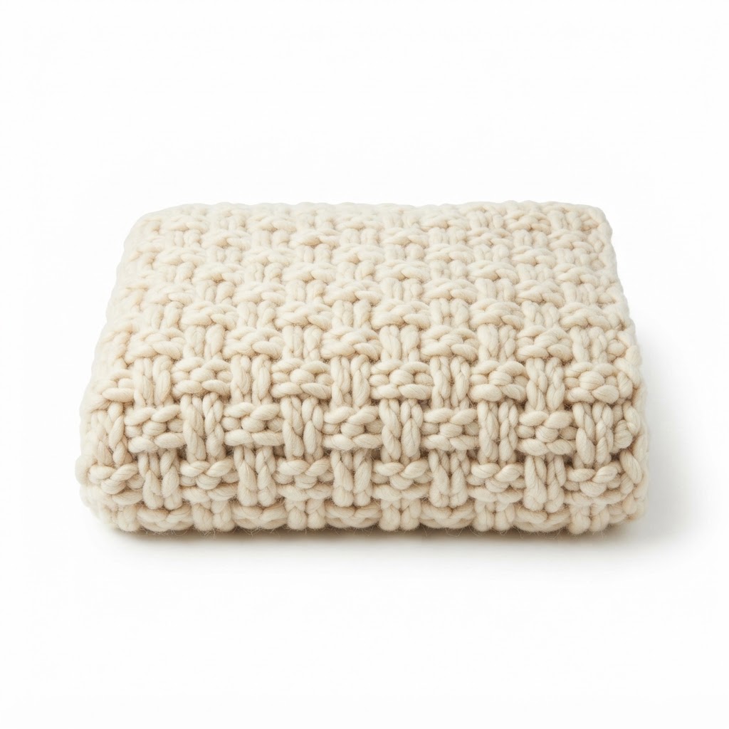 Thick Knit Cream Throw