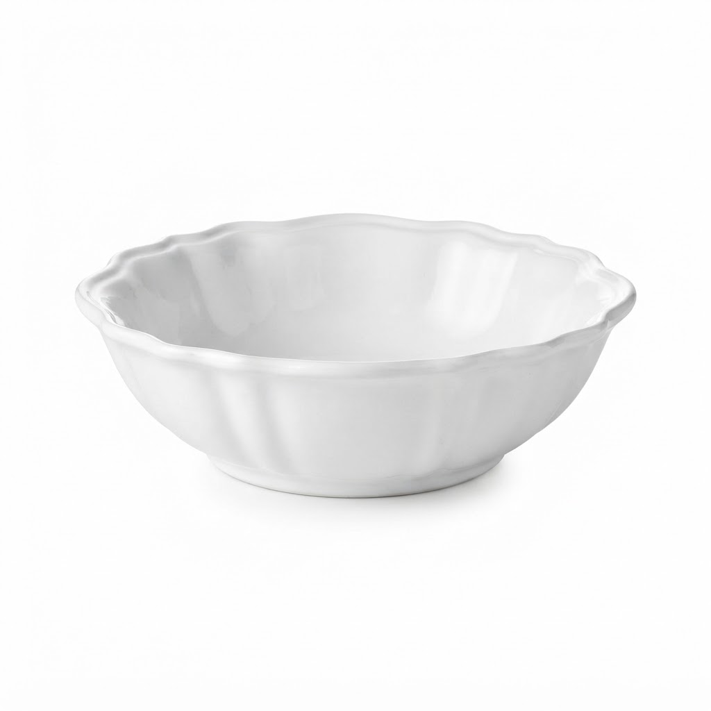 Transitional White Scalloped Ceramic Bowls