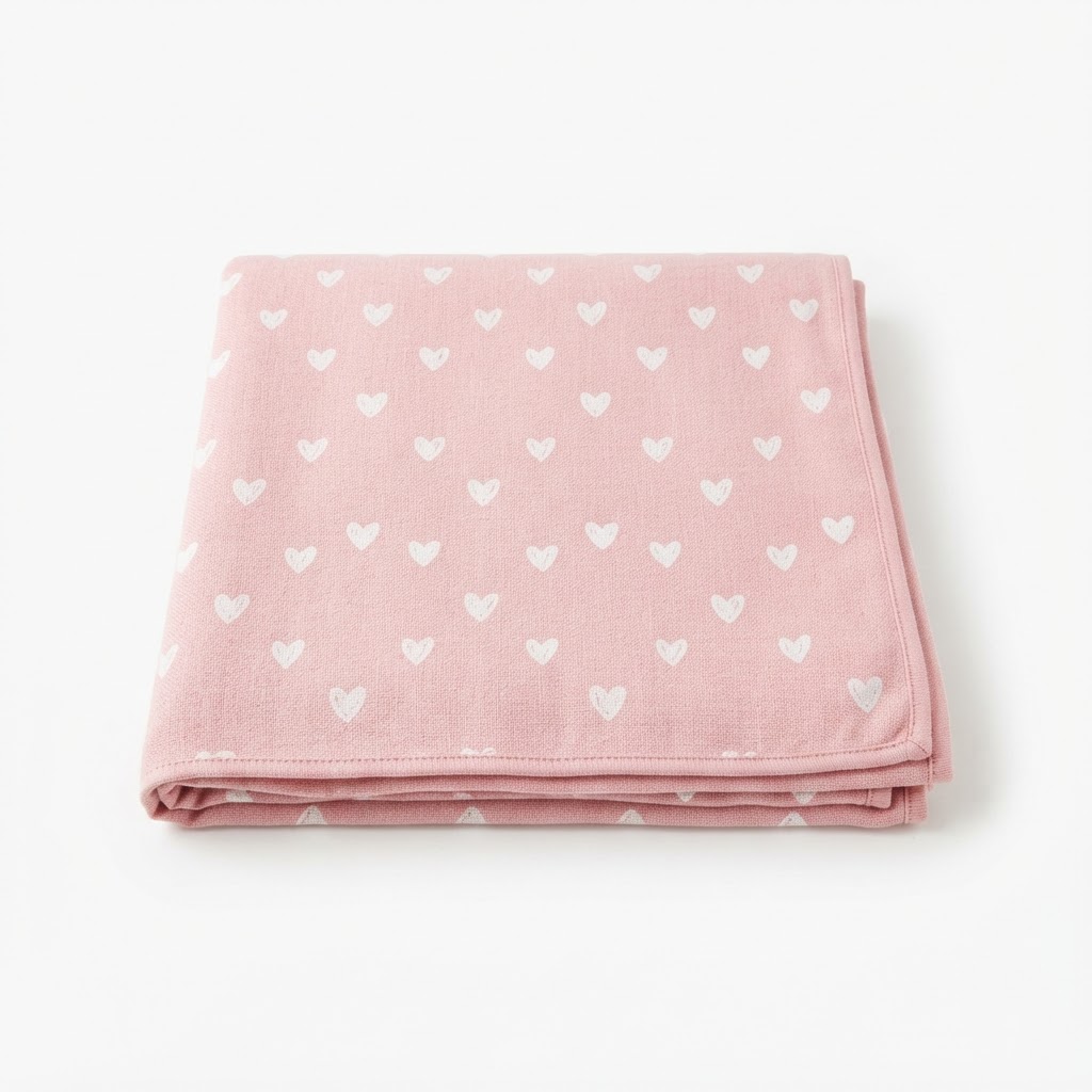 Soft Pink Heart Patterned Throw