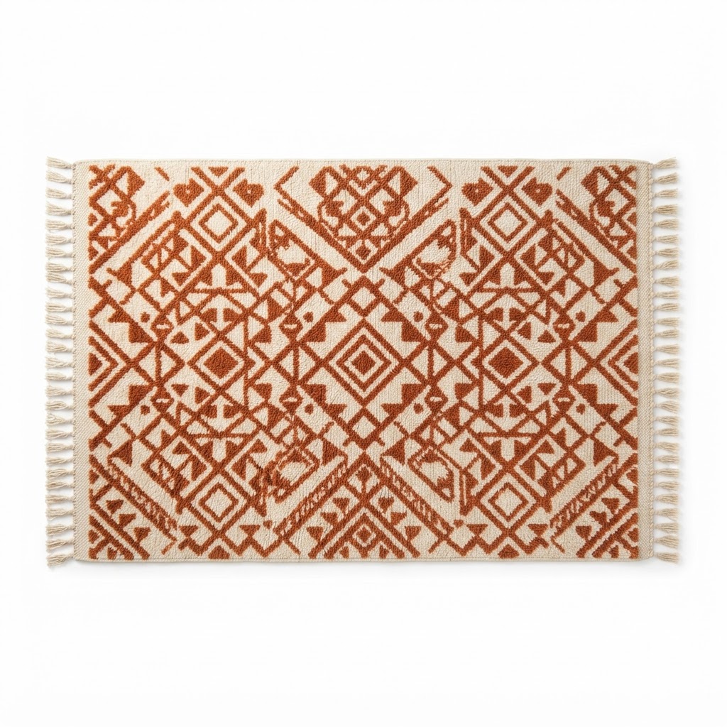 Geometric Burnt Orange Area Rug