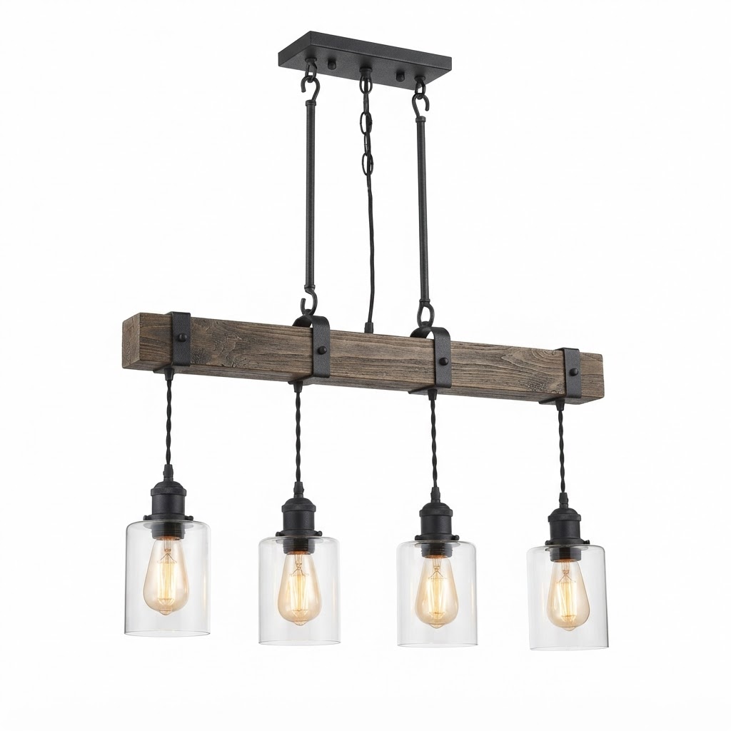 Wood and Metal Chandelier