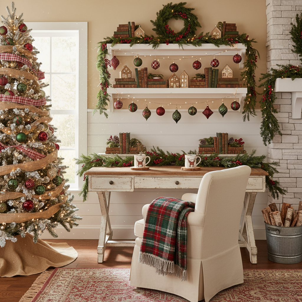 Farmhouse Christmas Home Office