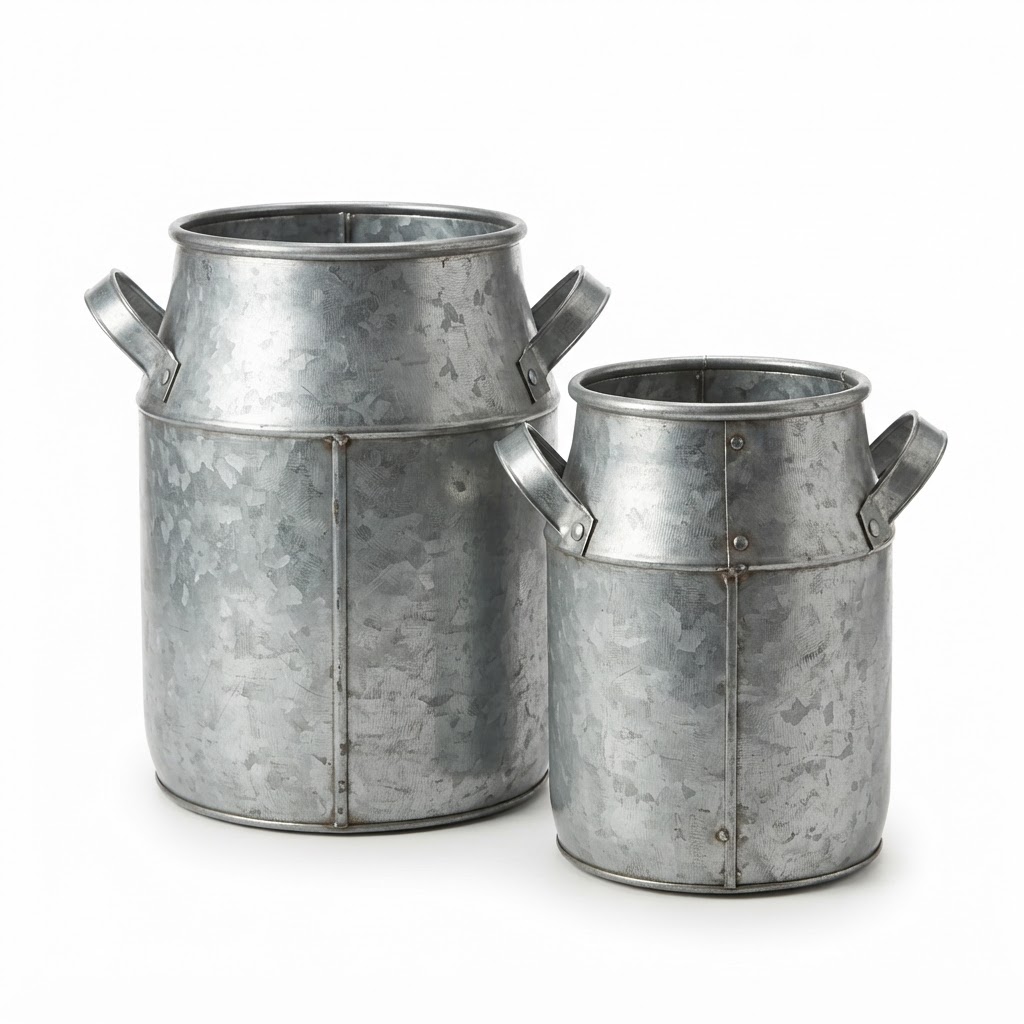 Galvanized Metal Decorative Vase Set