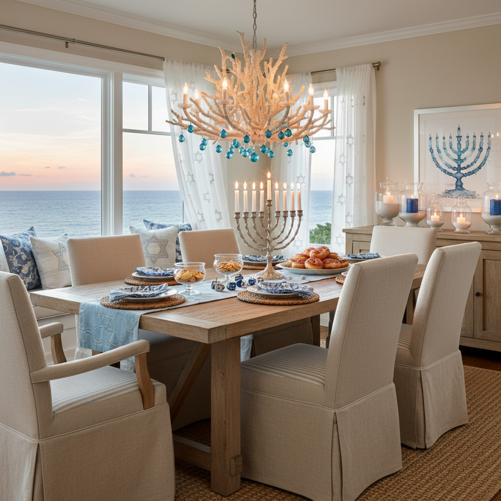 Coastal Hanukkah Dining Room