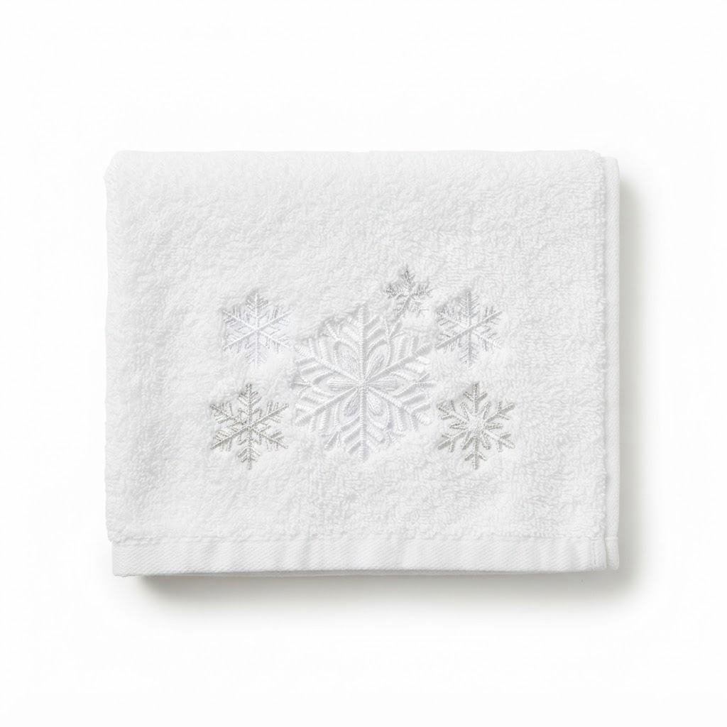 Winter Embroidered Snowflake Cotton Hand Towel