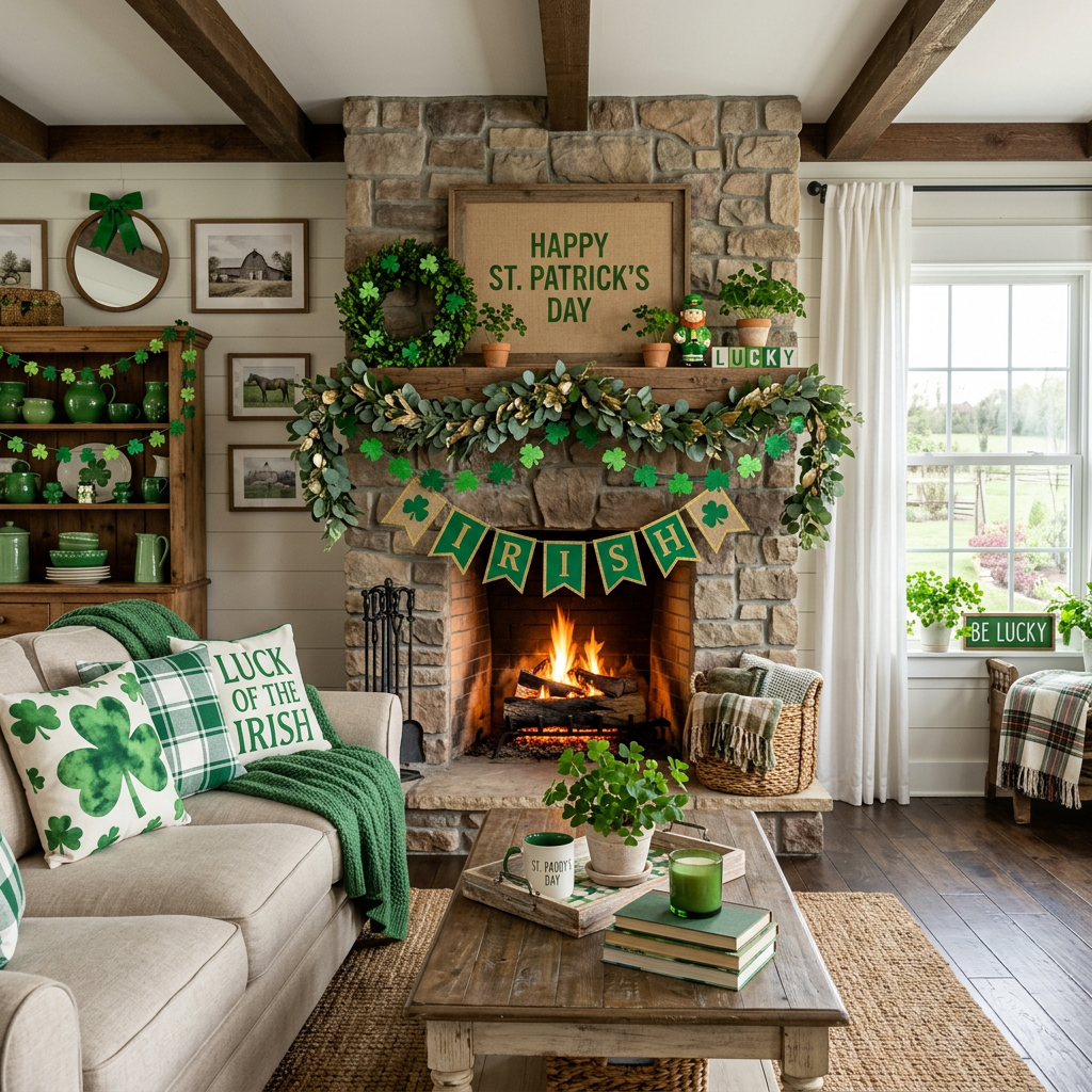 Farmhouse St. Patrick's Day Living Room