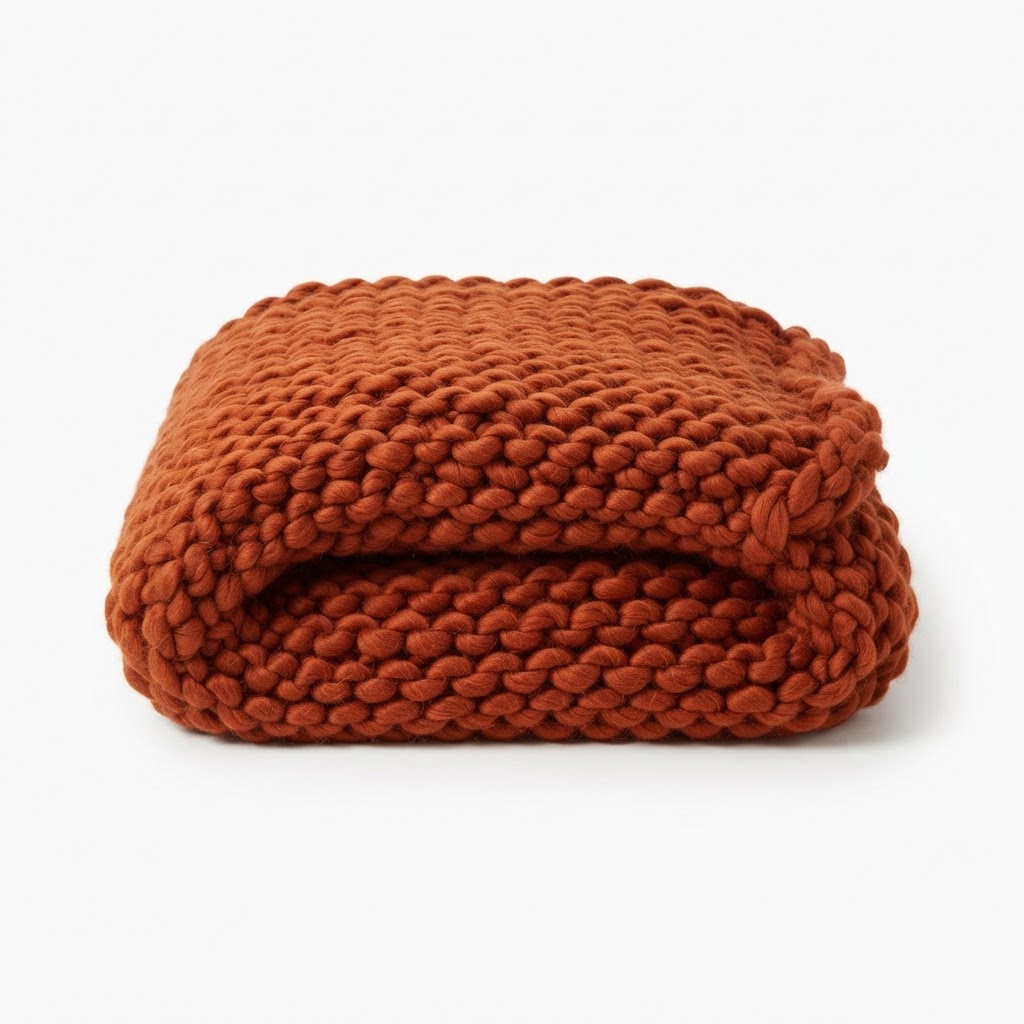 Chunky Knit Burnt Orange Throw