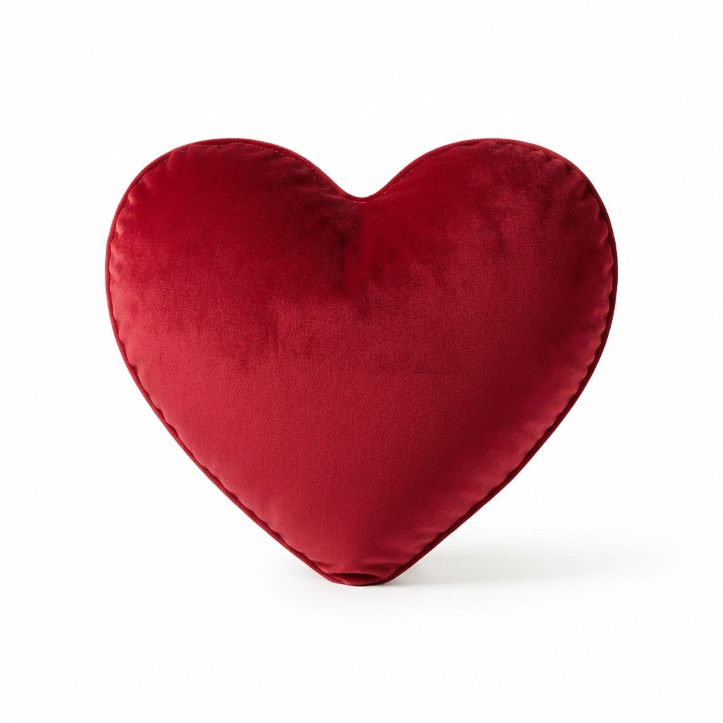 Velvet Heart-Shaped Throw Pillow
