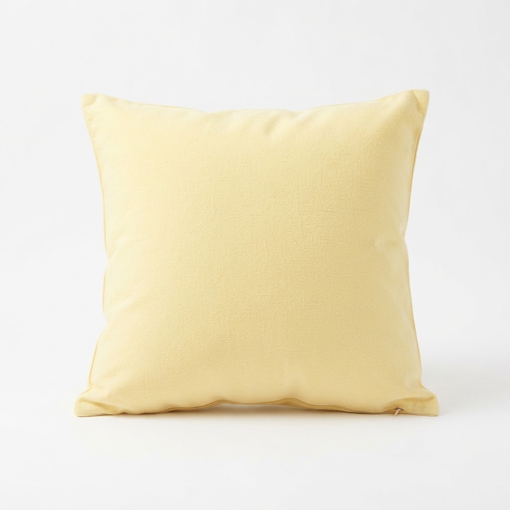 Pale Yellow Cotton Throw Pillow
