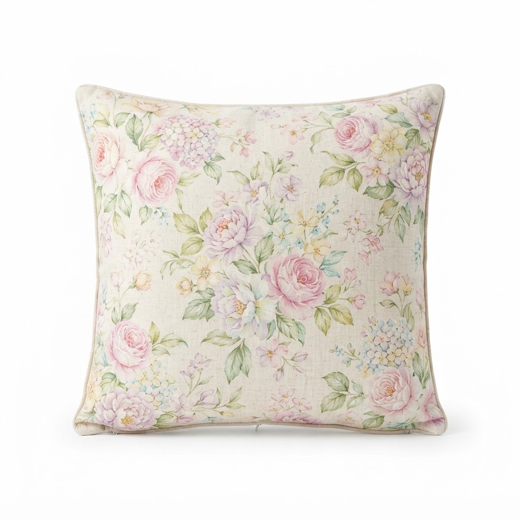 Pastel Floral Throw Pillow