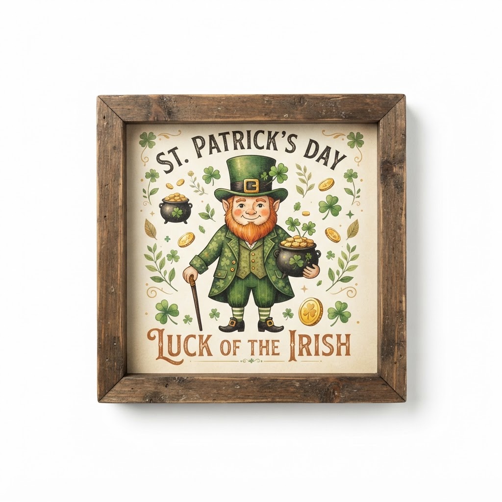 St. Patrick's Day Leprechaun Framed Wall Art