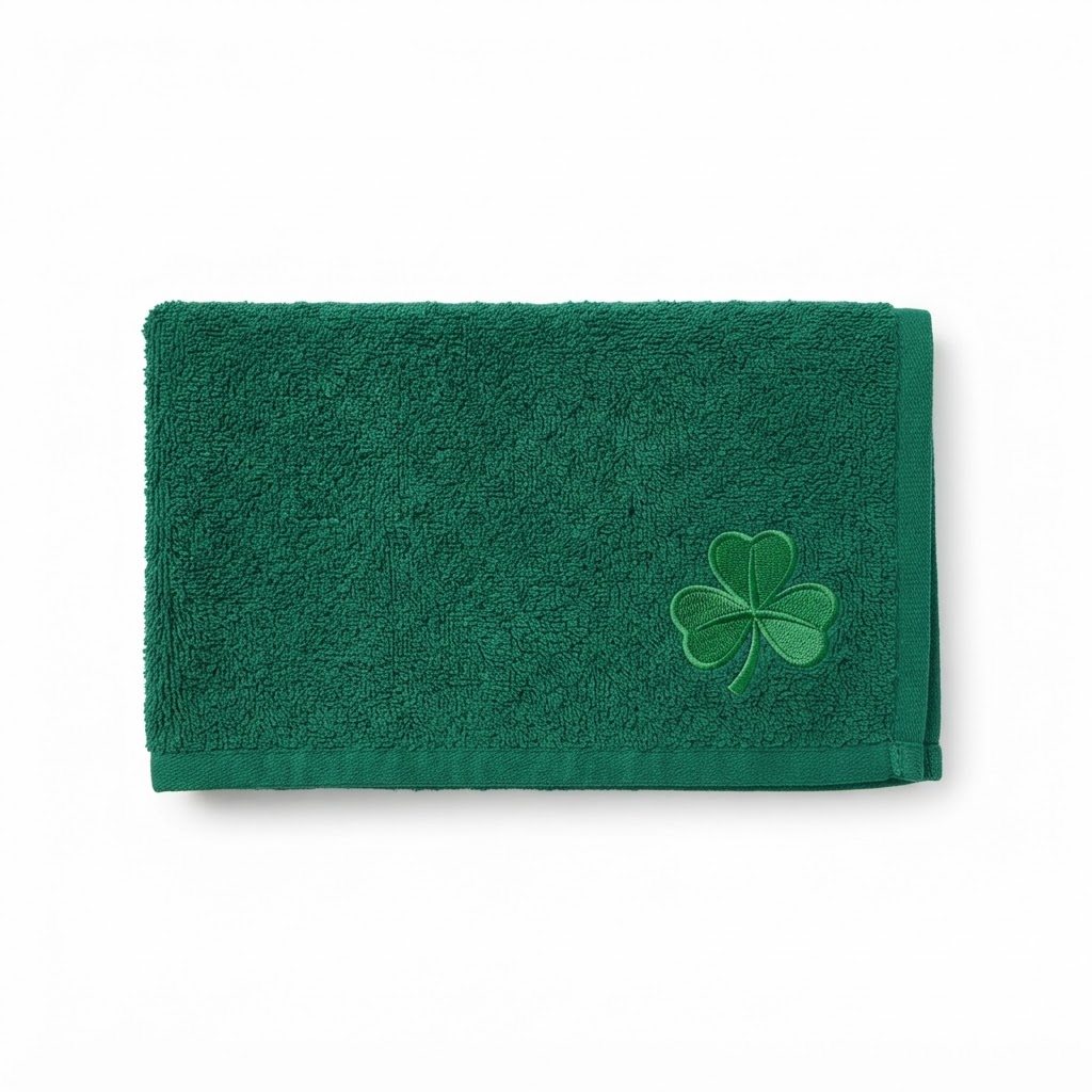 Shamrock Embroidered Emerald Hand Towel