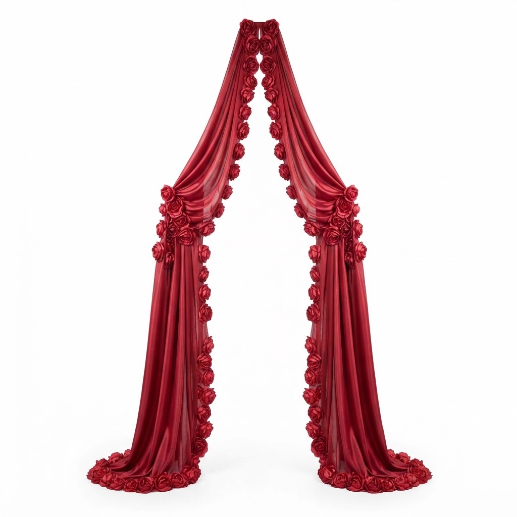 Romantic Faux Silk Rose Canopy Drapes