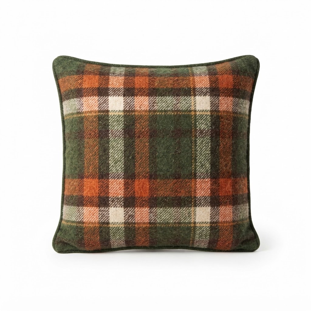 Plaid Wool Accent Pillow