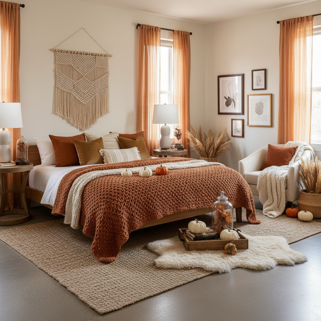 Boho Fall Master Bedroom