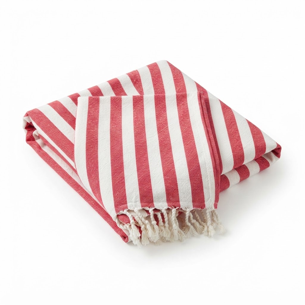 Red and White Striped Throw