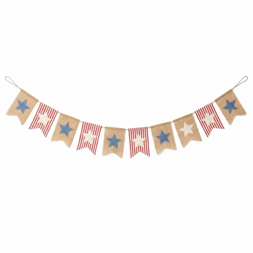 Burlap and Fabric Star Bunting Banner
