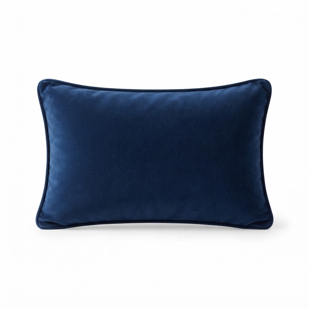 Navy Velvet Lumbar Pillow