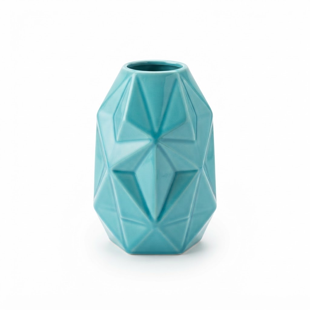 Geometric Turquoise Vase