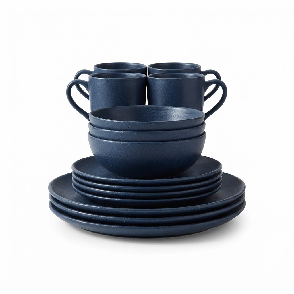 Navy Stoneware Dinnerware Set