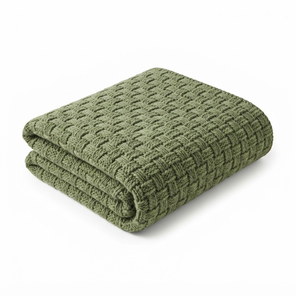 Transitional Sage Green Knit Throw Blanket