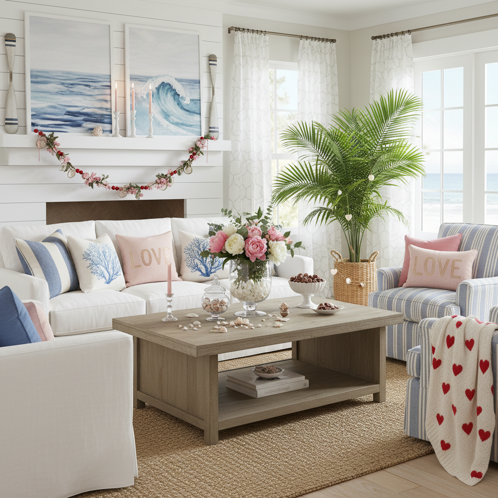 Coastal Valentine's Day Living Room