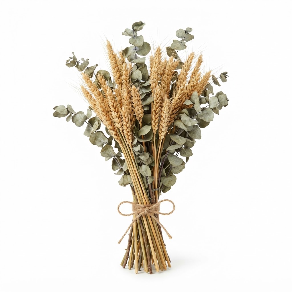 Dried Wheat and Eucalyptus Bundle
