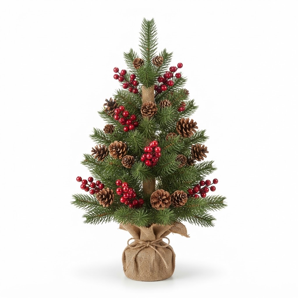 Pinecone and Cranberry Mini Tabletop Tree