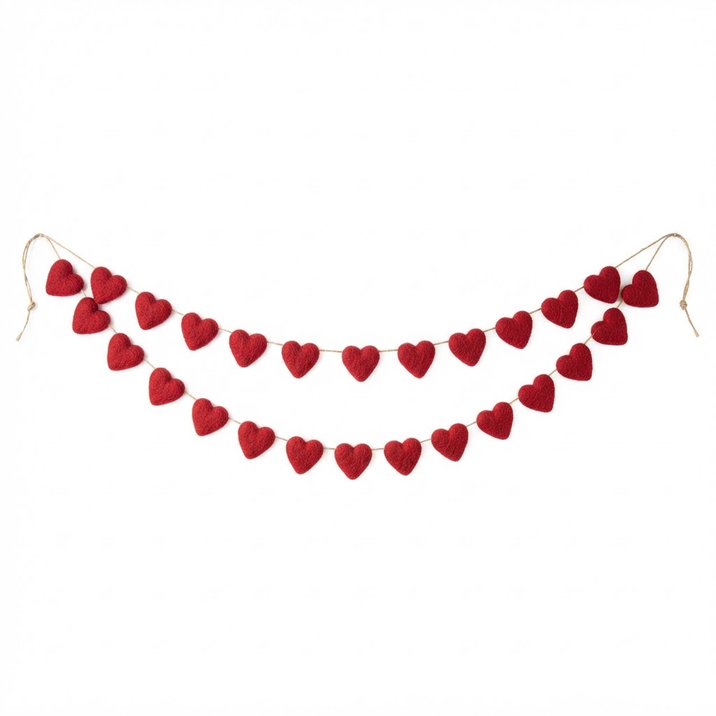Romantic Felt Heart Garland Banner