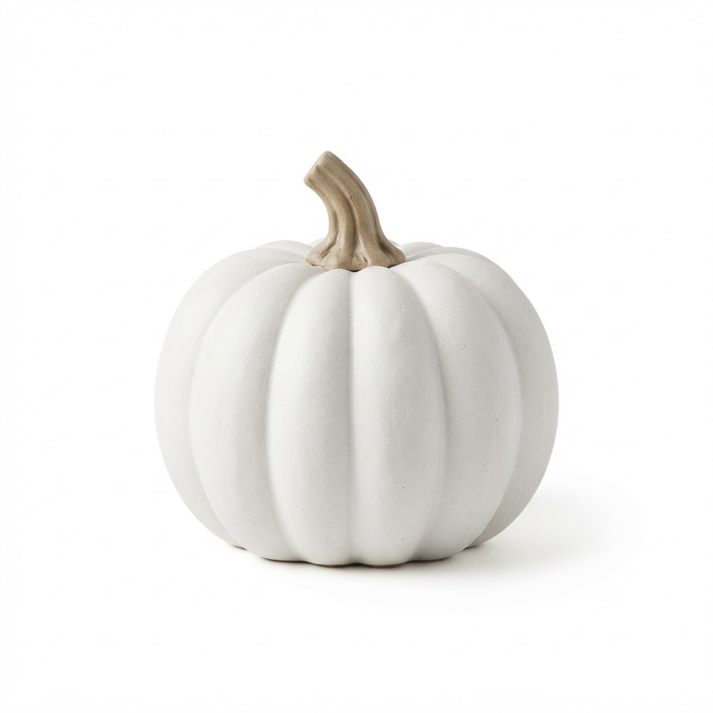 Ceramic White Pumpkin Decor
