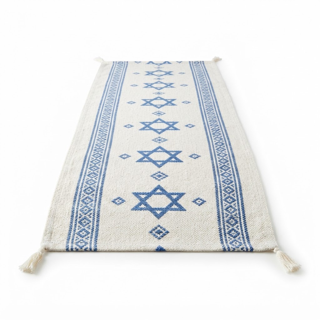 Blue and White Star of David Table Runner