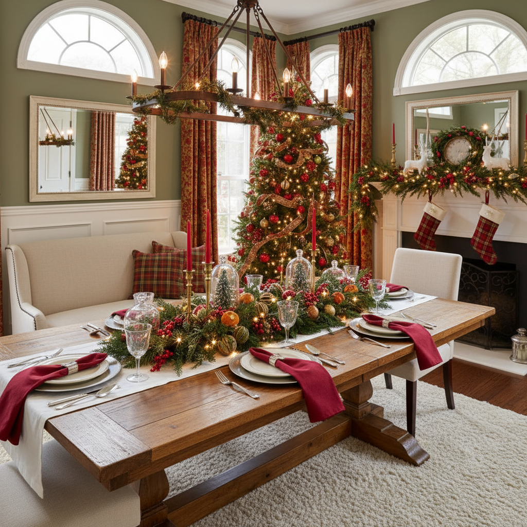 Transitional Christmas Dining Room