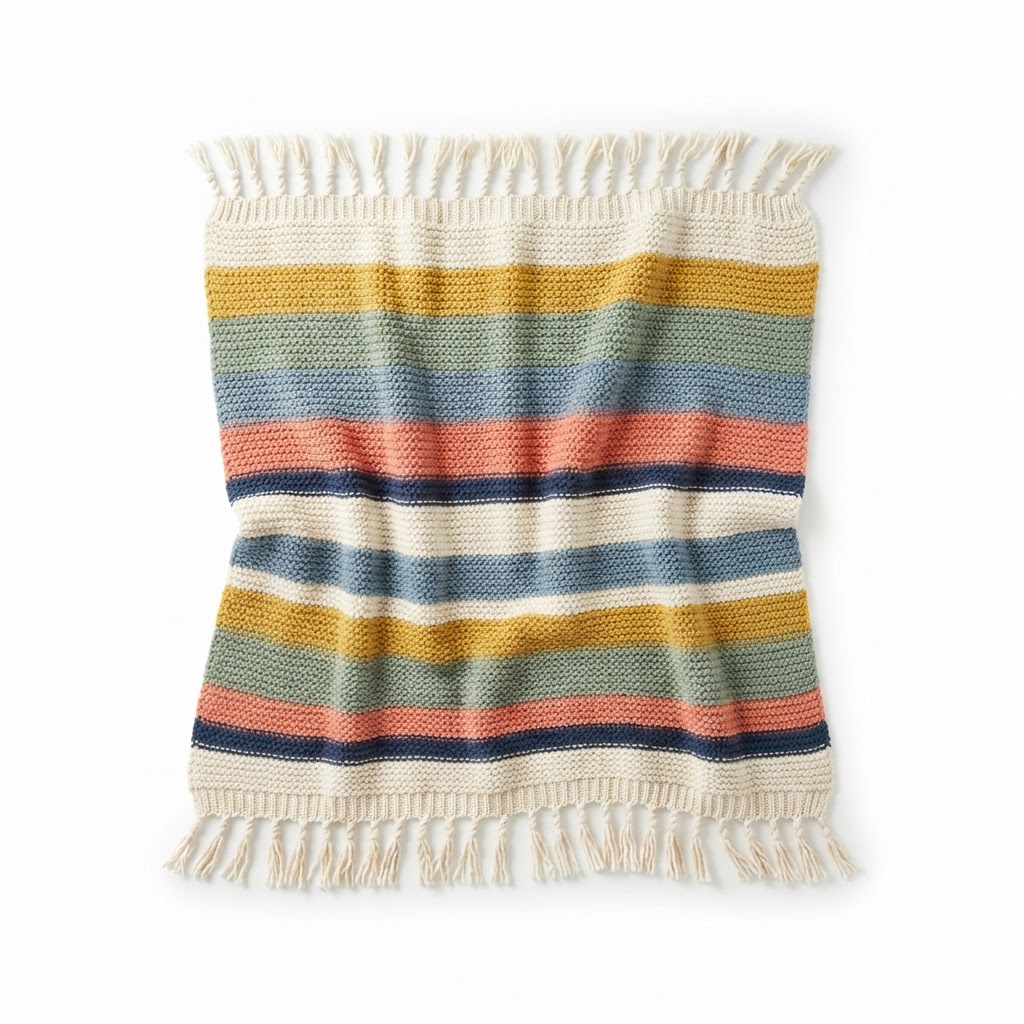 Multi-color Knitted Throw Blanket