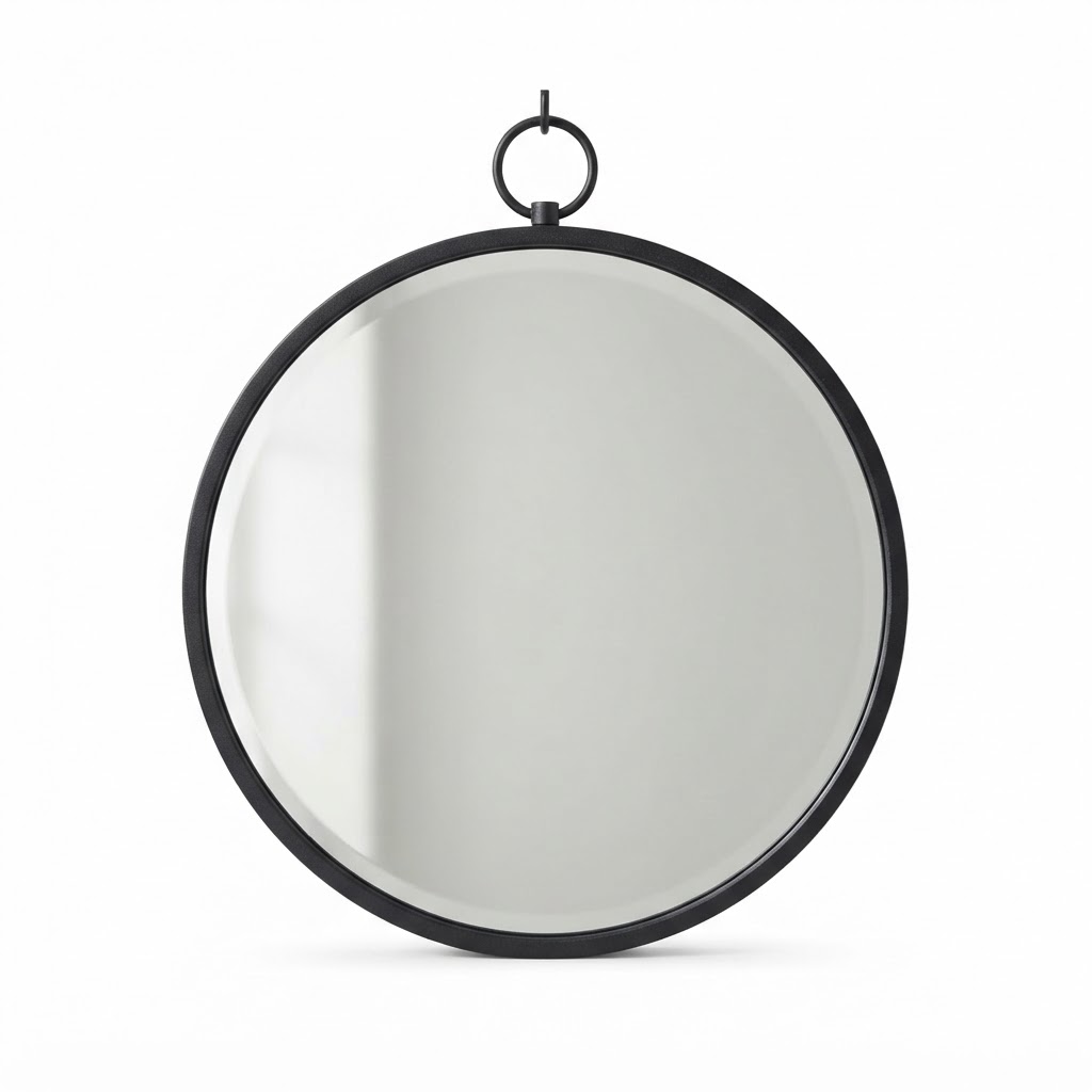 Round Black Framed Mirror
