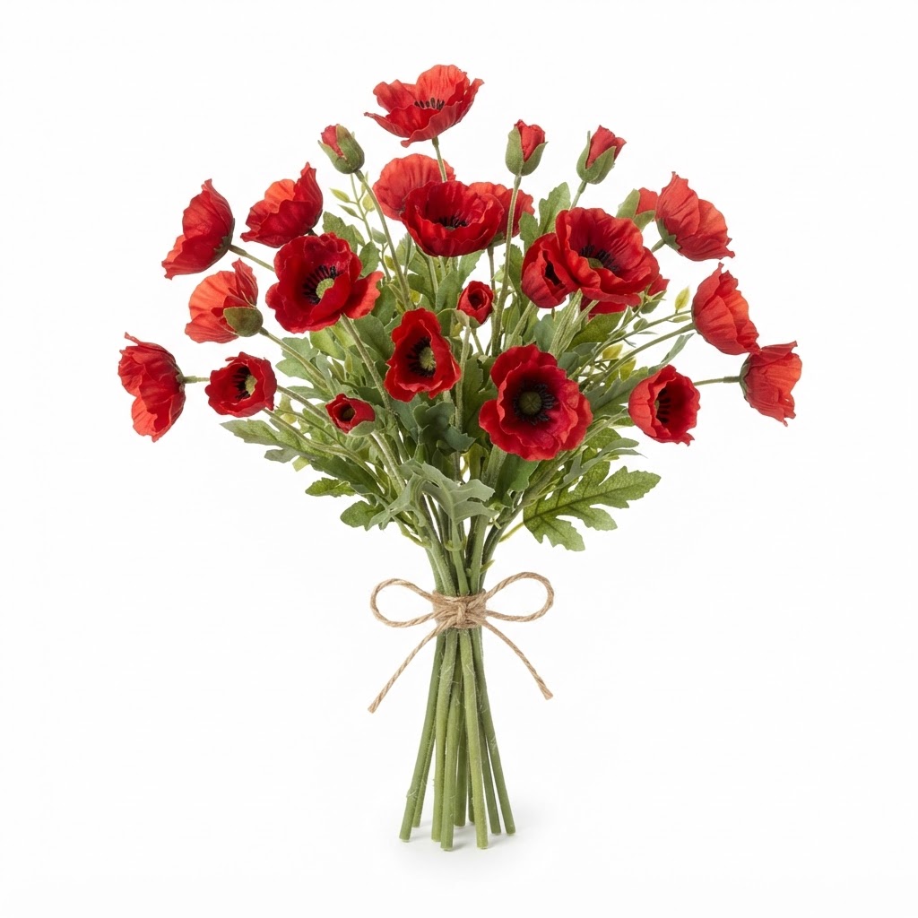 Artificial Silk Poppy Bouquet