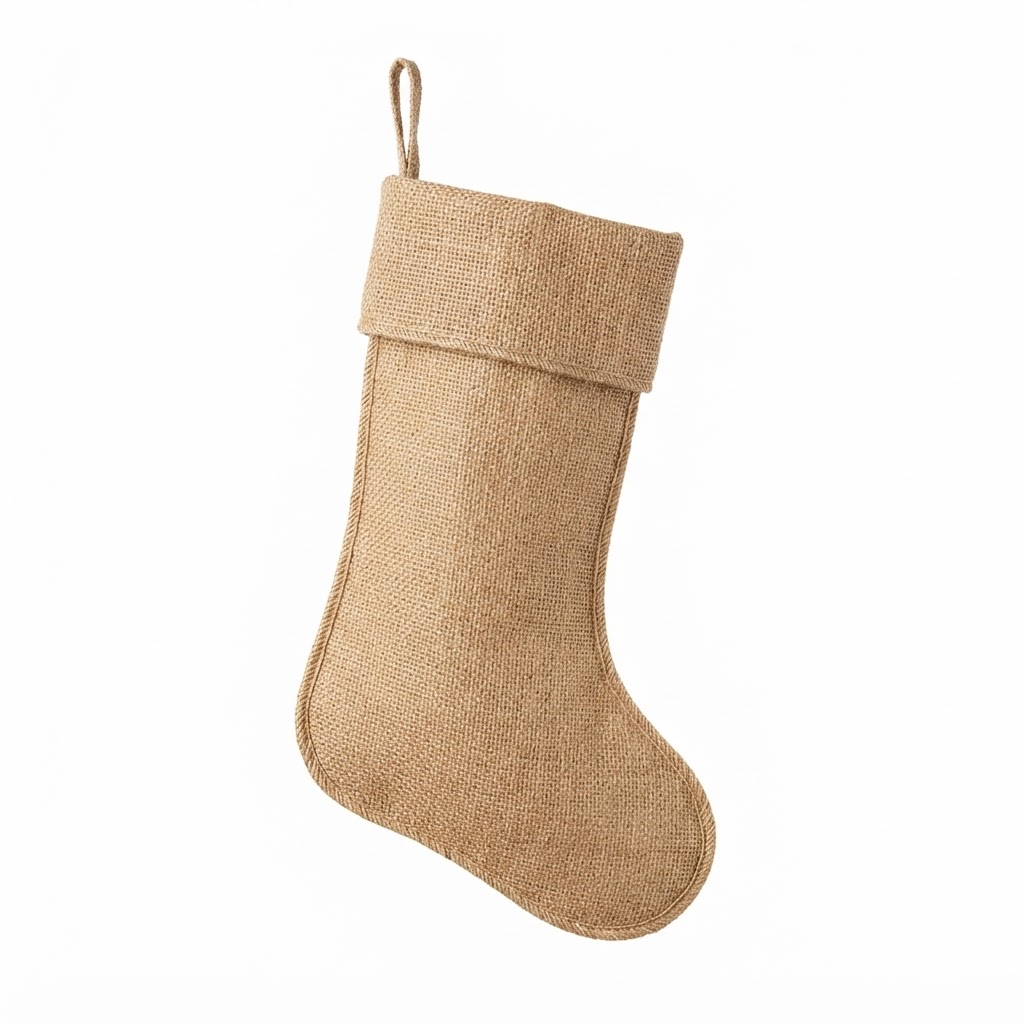 Woven Burlap Christmas Stocking