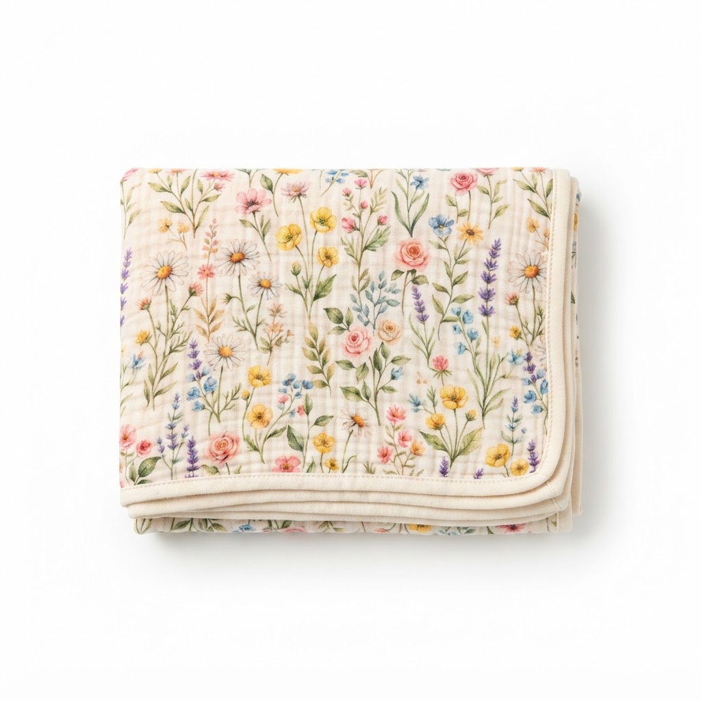 Summer Floral Muslin Baby Blanket