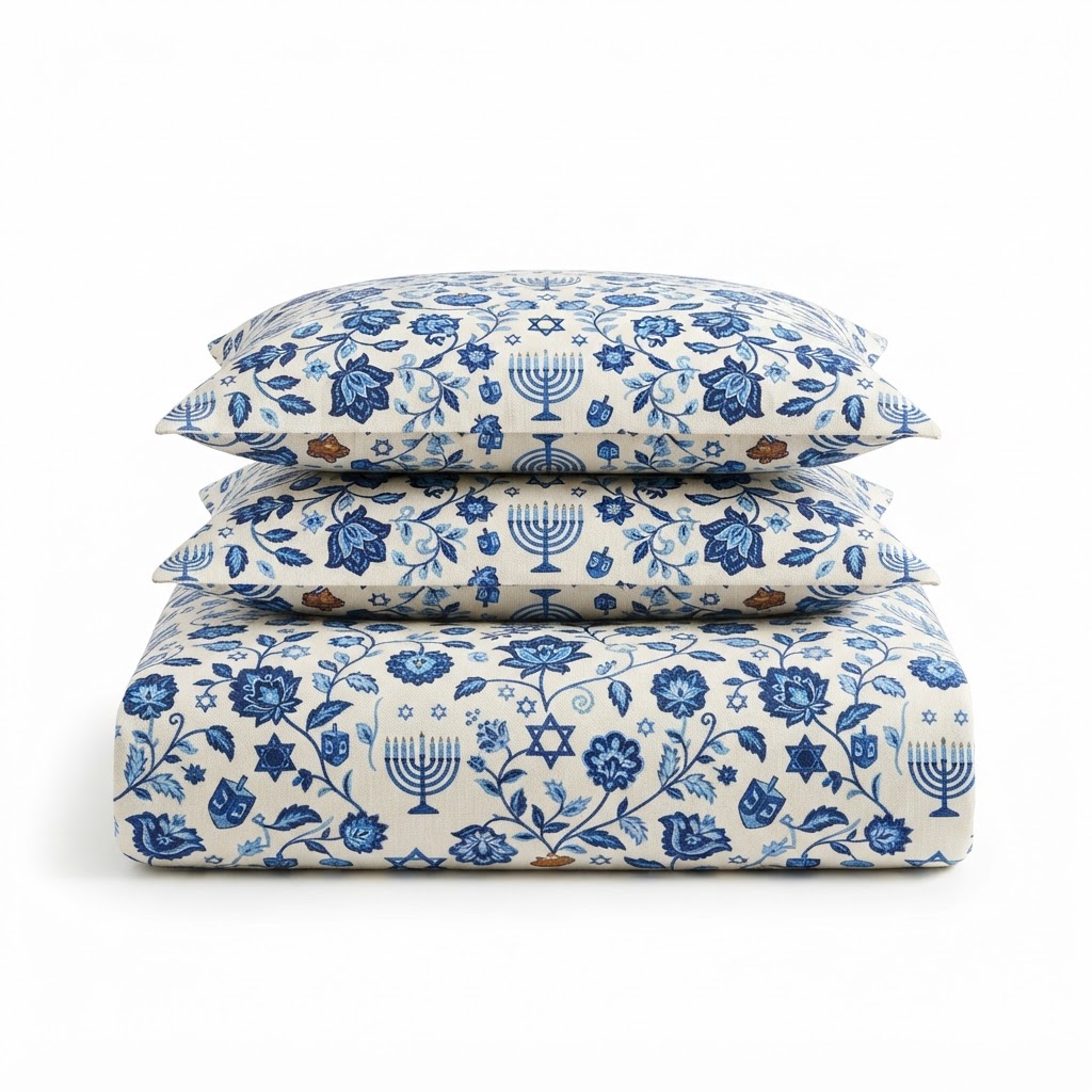 Blue Floral Patterned Bedding Set