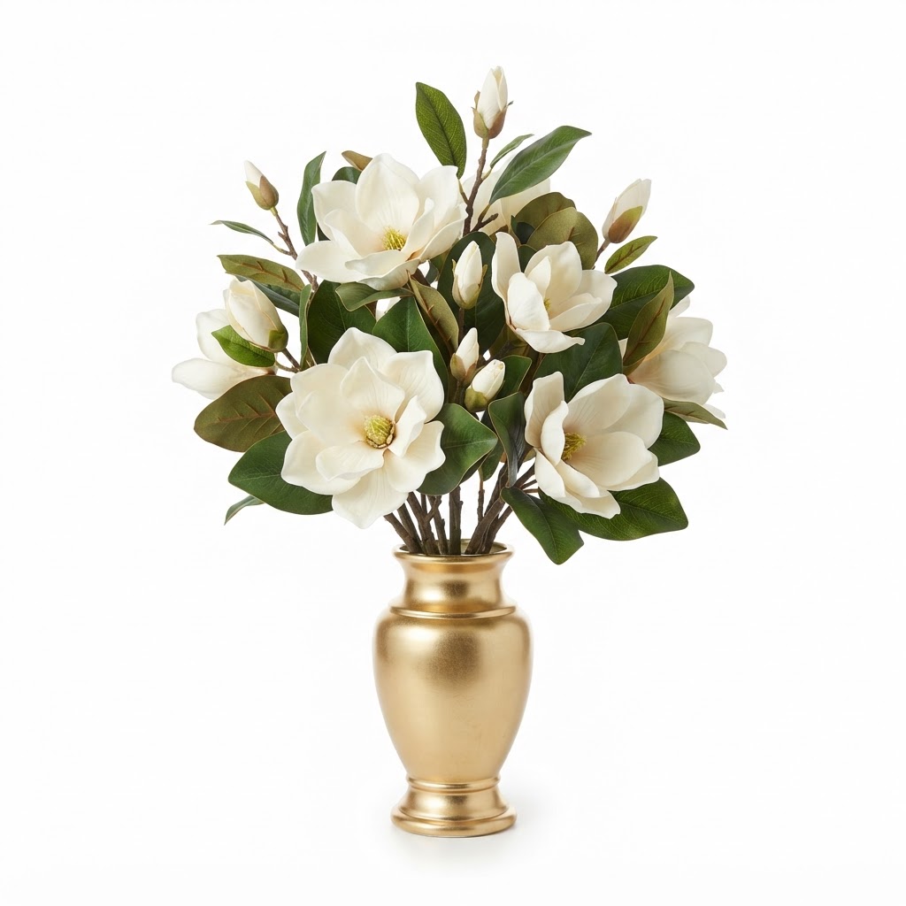 Faux Magnolia Floral Arrangement
