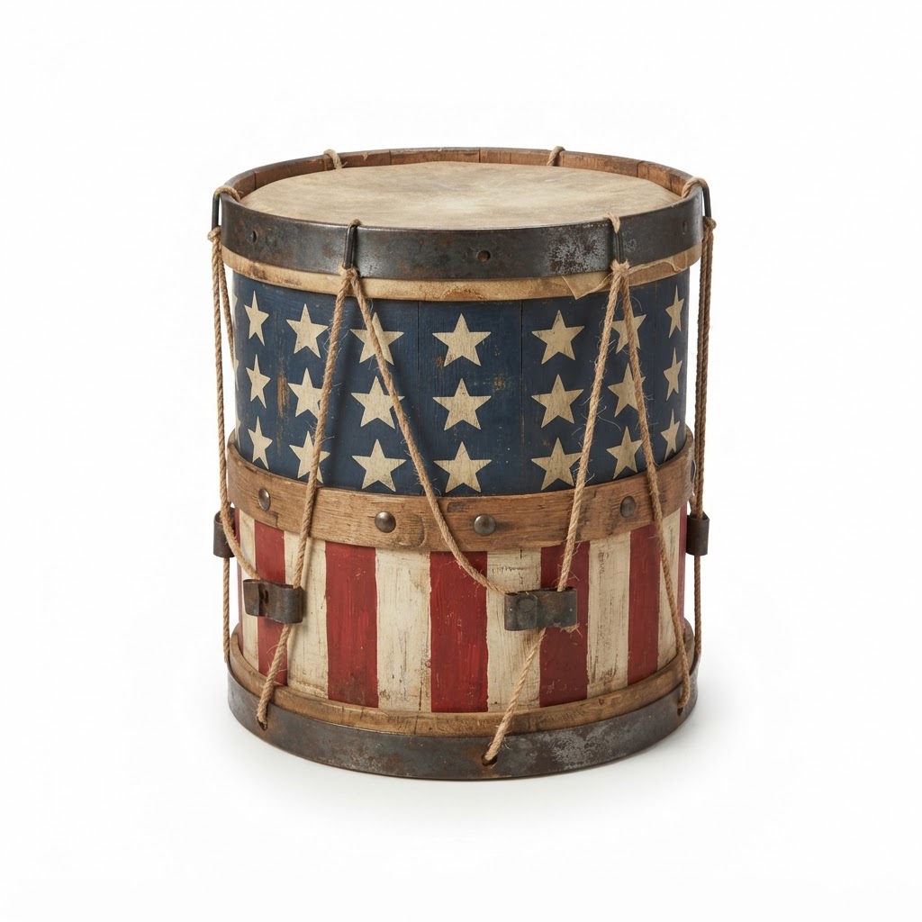 Hand-Painted Wooden Drum Decor