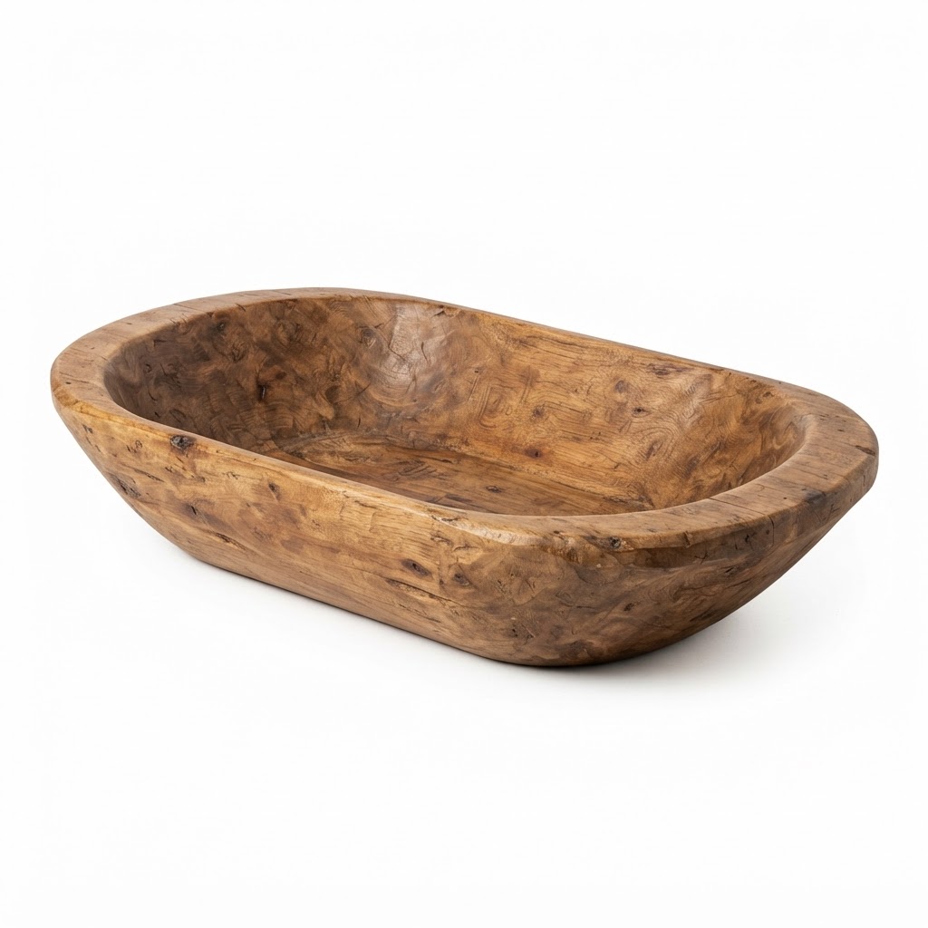 Large Teak Wood Dough Bowl
